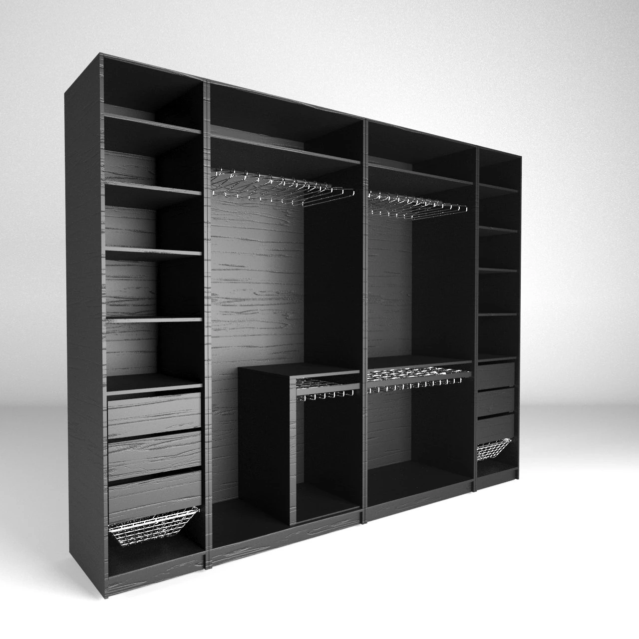 wardrobe black-brown 3D Model .c4d .max .obj .3ds .fbx .stl .blend 