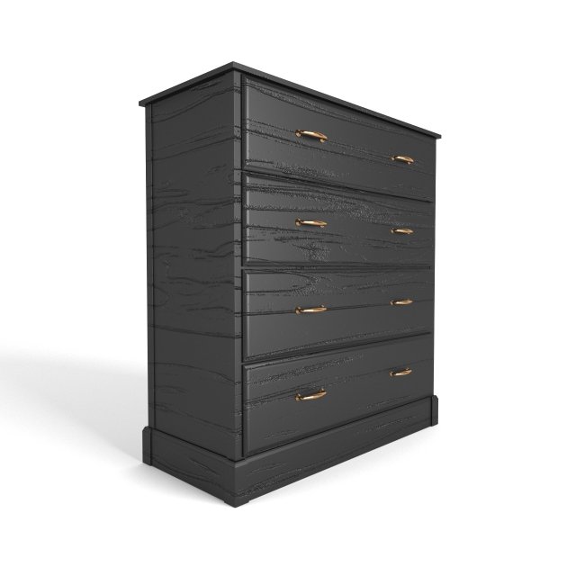 chest of 4 drawers black 3D Модель .c4d .max .obj .3ds .fbx .stl .blend 