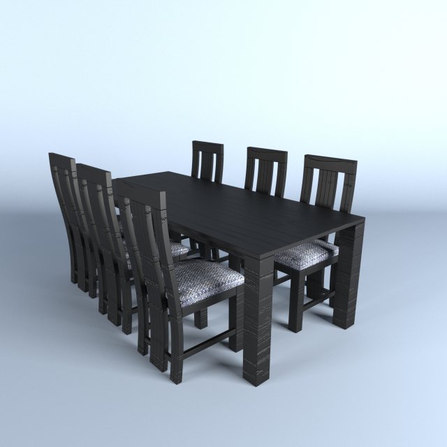 dining table and 6 chairs Modelo 3D .c4d .max .obj .3ds .fbx .stl .blend 
