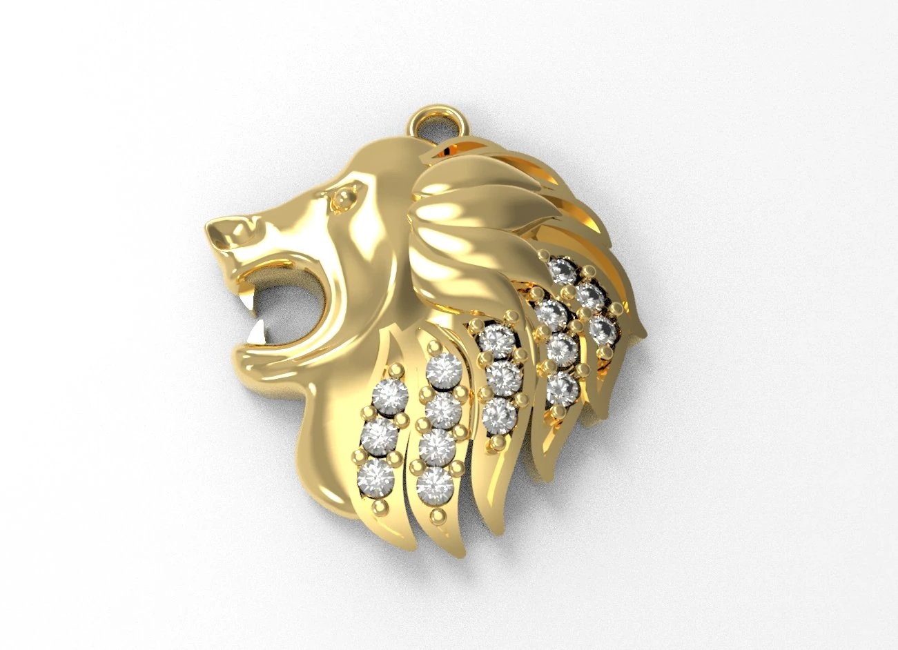 lion diamond pendant 3D Print Model .c4d .max .obj .3ds .fbx .stl .blend