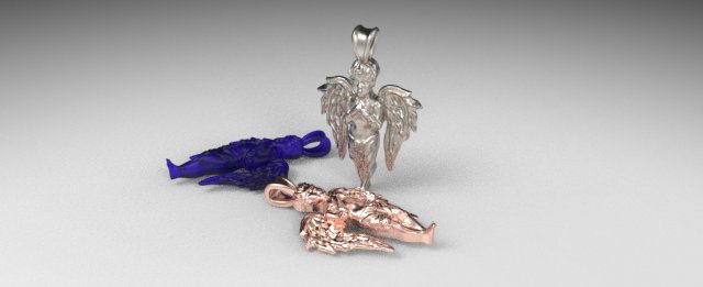 gold shiny angle pendant 3Dモデル .c4d .max .obj .3ds .fbx .stl .blend 