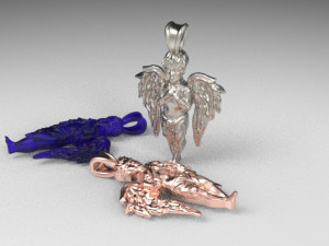 gold shiny angle pendant 3D मॉडल