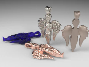 gold shiny angle pendant 3D Model
