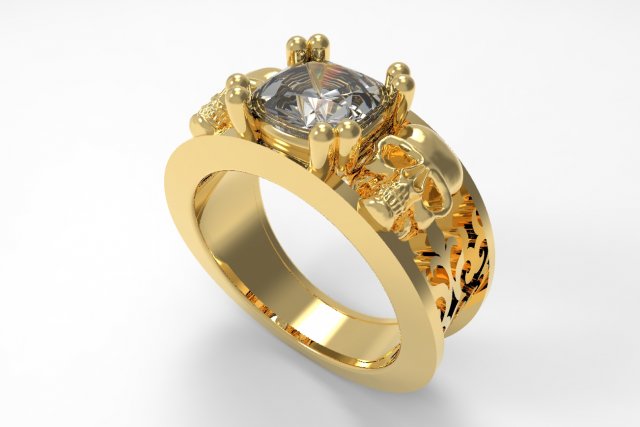 duel skull diamond ring 3D मॉडल .c4d .max .obj .3ds .fbx .stl .blend 
