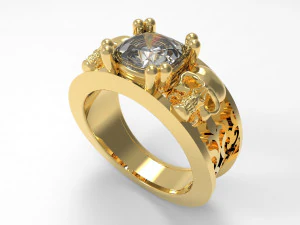 duel schedel diamanten ring 3D Model