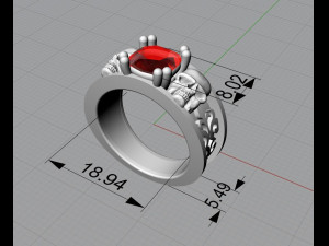 duel skull diamond ring 3D मॉडल