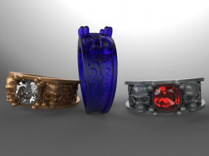 duel skull diamond ring 3D मॉडल