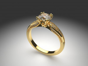 diamond solitair ring Model 3D