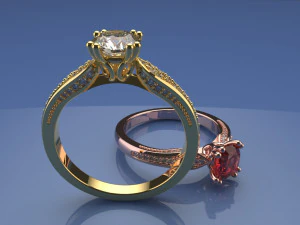 diamond solitair ring 3D Model
