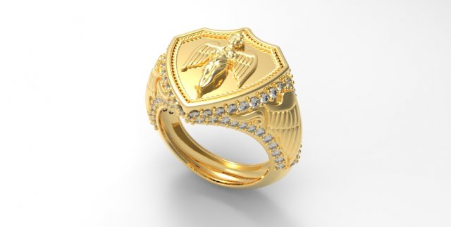 Signet angle diamond ring 3D 모델 .c4d .max .obj .3ds .fbx .stl .blend