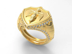 Sygnet kątowy pierścionek z brylantem Model 3D