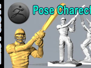 High poly Miniature of Cricketer Sports man 3d printable 3D Model
