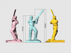 High poly Miniature of Cricketer Sports man 3d printable 3D Модель