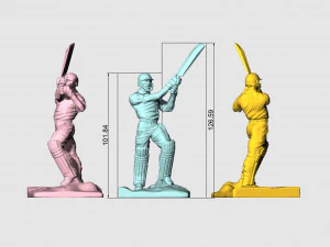 High poly Miniature of Cricketer Sports man 3d printable 3D Model