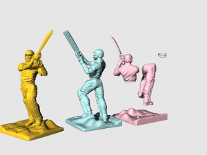 High poly Miniature of Cricketer Sports man 3d printable 3D Модель