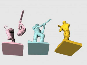 High poly Miniature of Cricketer Sports man 3d printable 3D Model