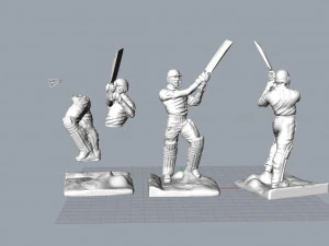 High poly Miniature of Cricketer Sports man 3d printable 3D Model