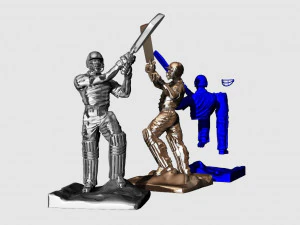 High poly Miniature of Cricketer Sports man 3d printable 3D Model