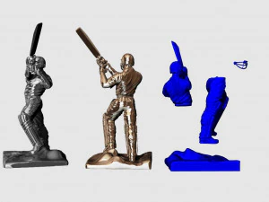 High poly Miniature of Cricketer Sports man 3d printable 3D Model