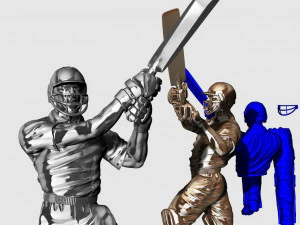 High poly Miniature of Cricketer Sports man 3d printable 3D Model