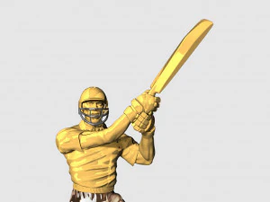 High poly Miniature of Cricketer Sports man 3d printable 3D Model