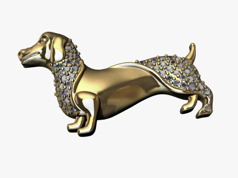 Ciondolo cane unico per gioielli Cad Design con modello di stampa 3D di pietre preziose Modello 3D