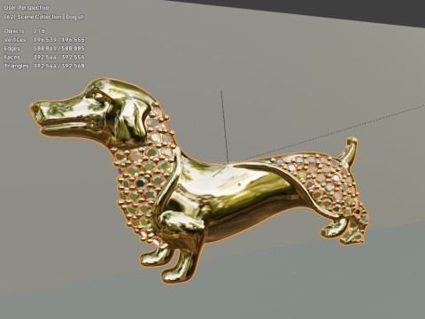 Unique Dog Pendant for jewelry Cad Design With Gemstone 3D print model 3D-Modell