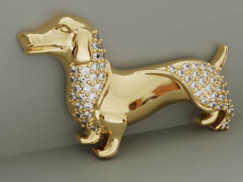 Unique Dog Pendant for jewelry Cad Design With Gemstone 3D print model 3D-Modell