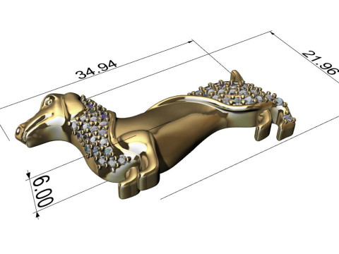 Unique Dog Pendant for jewelry Cad Design With Gemstone 3D print model 3D-Modell