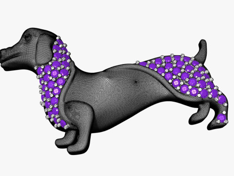 Unique Dog Pendant for jewelry Cad Design With Gemstone 3D print model 3D-Modell