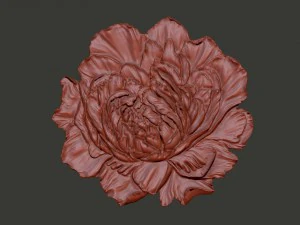 peony bas-relief flower 3D Print Model