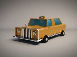 low-poly cartoon taxi cab 3D Модель