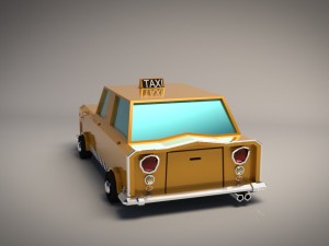 low-poly cartoon taxi cab 3D Модель