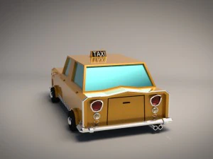 low-poly cartoon taxi cab 3D Model