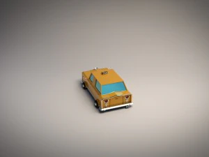 low-poly cartoon taxi cab 3D Model