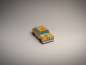 low-poly cartoon taxi cab 3D Модель