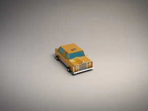 low-poly cartoon taxi cab 3D Model