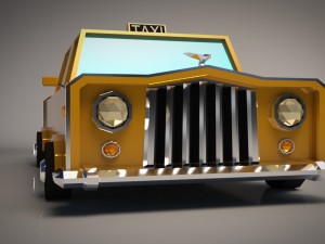 low-poly cartoon taxi cab 3D Модель