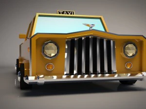 low-poly cartoon taxi cab 3D Model