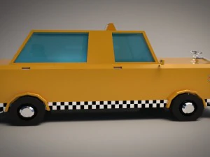 low-poly cartoon taxi cab 3D Model