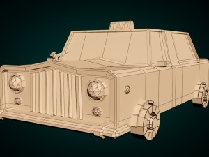 low-poly cartoon taxi cab 3D Модель