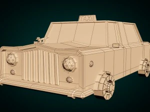 low-poly cartoon taxi cab 3D Model