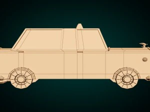 low-poly cartoon taxi cab 3D Model