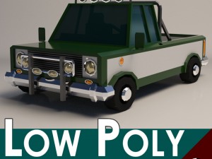 low-poly cartoon pickup truck 3D Model
