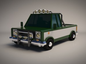 low-poly cartoon pickup truck 3D Model