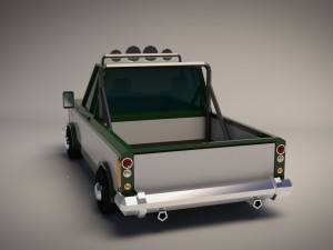 low-poly cartoon pickup truck 3D Model