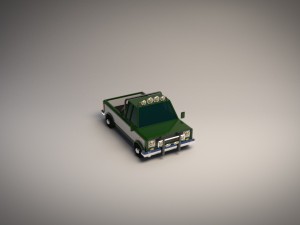 low-poly cartoon pickup truck 3D Model