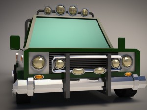 low-poly cartoon pickup truck 3D Model
