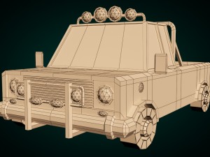 low-poly cartoon pickup truck 3D Model