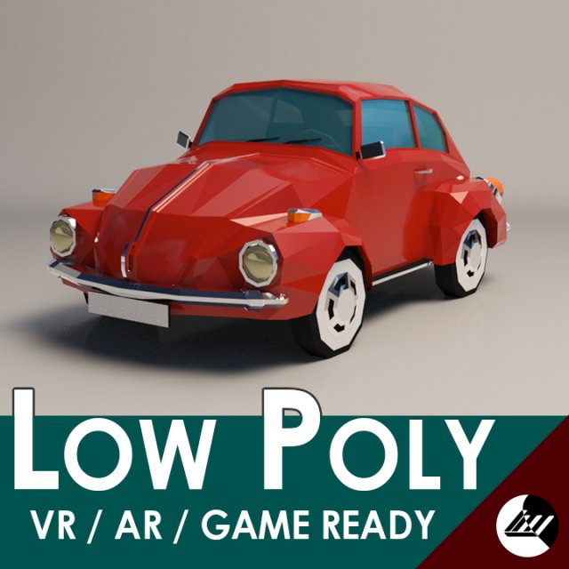 low-poly cartoon vw beetle Modelo 3D .c4d .max .obj .3ds .fbx .stl .blend 